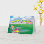 Lente paraplu - Wenskaart Kaart (Gele Bloem)