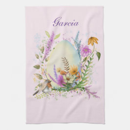 Lente Pasen Ei Vogel Bloemen Bloemen Bloemen Theedoek