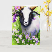 Lente Pasen Geit Kid Watercolor Alle Gelegenheden Kaart (Gele Bloem)