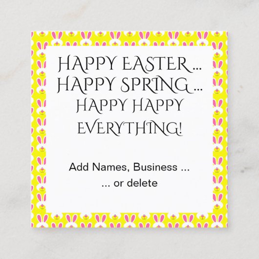 Lente Pasen Handout - Zie terug! Vierkante Visitekaartje (Achterkant)