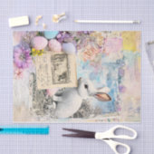 Lente Pasen: konijn, bloemen en beschilderde eiere Tissuepapier (Craft)