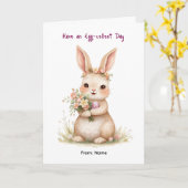 Lente Pasen Konijn Ontwerp Kaart (Gele Bloem)