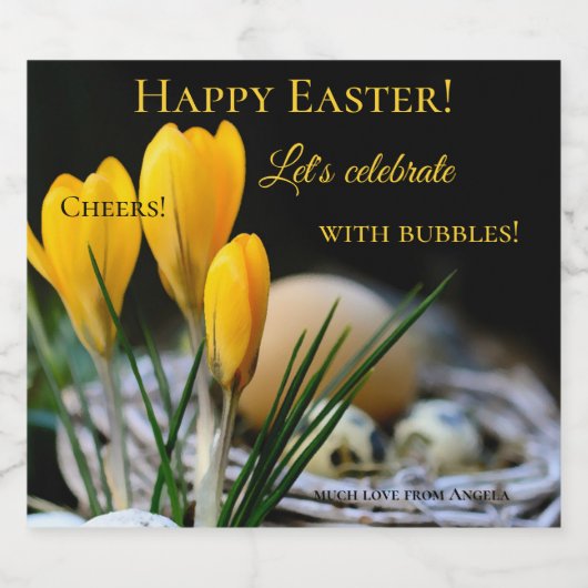 Lente Pasen Krokus Bubbels Mousserende Wijn Label Sparkling Wijnetiket (Enkel label)