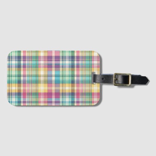 Lente/Pasen pastel plaid/tartan Bagagelabel (Voorkant (horizontaal))