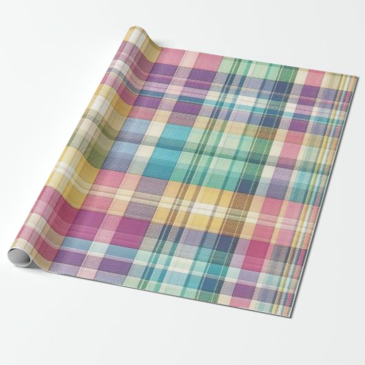 Lente/Pasen pastel plaid/tartan Cadeaupapier (Uitgerold)