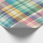 Lente/Pasen pastel plaid/tartan Cadeaupapier (Hoek)