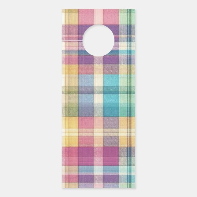 Lente/Pasen pastel plaid/tartan Deurhanger (Voorkant)
