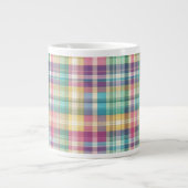 Lente/Pasen pastel plaid/tartan Grote Koffiekop (Voorkant)