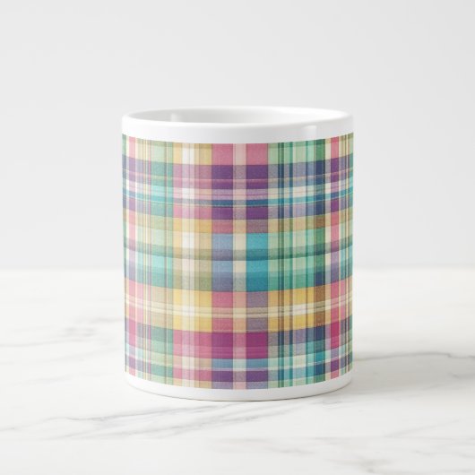 Lente/Pasen pastel plaid/tartan Grote Koffiekop (Voorkant)
