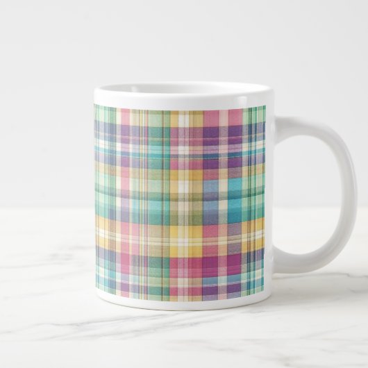 Lente/Pasen pastel plaid/tartan Grote Koffiekop (Rechts)