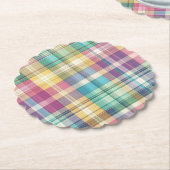 Lente/Pasen pastel plaid/tartan Kartonnen Onderzetters (Gekanteld)