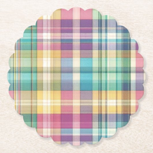Lente/Pasen pastel plaid/tartan Kartonnen Onderzetters (Voorkant)