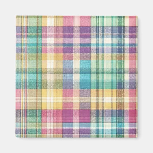 Lente/Pasen pastel plaid/tartan Magneet (Voorkant)