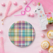 Lente/Pasen pastel plaid/tartan Papieren Bordje (Feest)