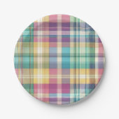 Lente/Pasen pastel plaid/tartan Papieren Bordje (Voorkant)