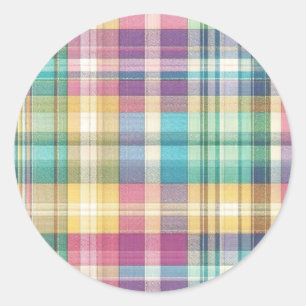 Lente/Pasen pastel plaid/tartan Ronde Sticker