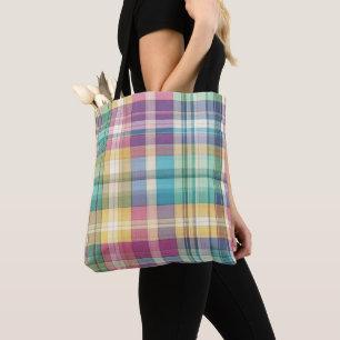 Lente/Pasen pastel plaid/tartan Tote Bag