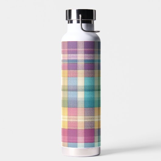 Lente/Pasen pastel plaid/tartan Waterfles (Links)