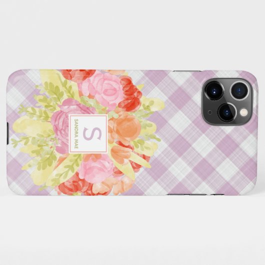 Lente Pasen Pastel Roze Gingham Controleer patroon iPhone Hoesje (Achterkant horizontaal)