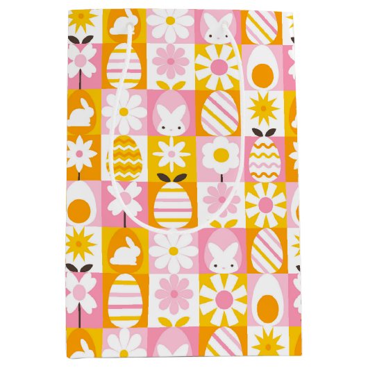 Lente Pasen Patchwork  Medium Cadeauzakje (Voorkant)