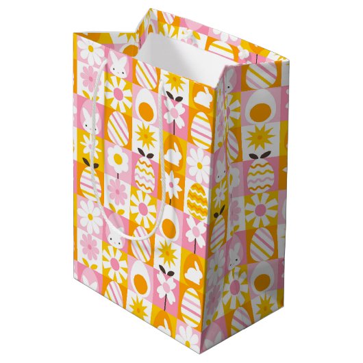 Lente Pasen Patchwork Medium Cadeauzakje (Achterkant Gekanteld)