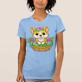 Lente Pasen Schattige Hond in Bloemen T-shirt