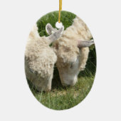 Lente/Pasen: Twee lammeren hetzelfde gras, één voo Keramisch Ornament (Voorkant)