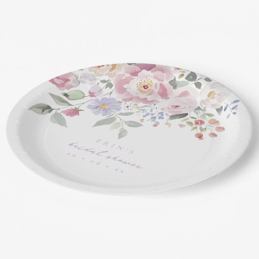 Lente Pastel Bloem Bruiloftsfeest Papieren Bordje (Gekanteld)