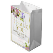 Lente Pastel Bloemen Bruiloft Roze & Goud Medium Cadeauzakje (Voorkant Gekanteld)