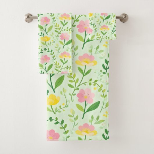 Lente Pastel Bloemmotief Bad Handdoek (Insitu)
