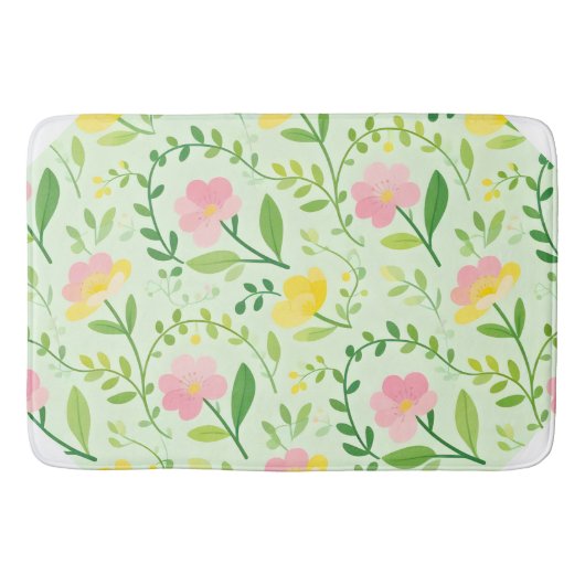 Lente Pastel Bloemmotief Badmat (Voorkant)