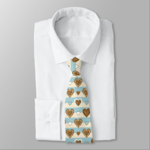 Lente Pastel Hart Streep met Gouden Accenten Stropdas