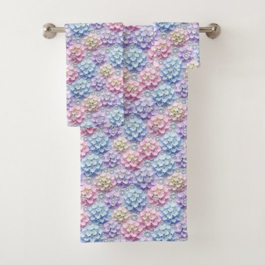 Lente Pastel Hydrangea's en Diamanten Handdoeken S (Insitu)