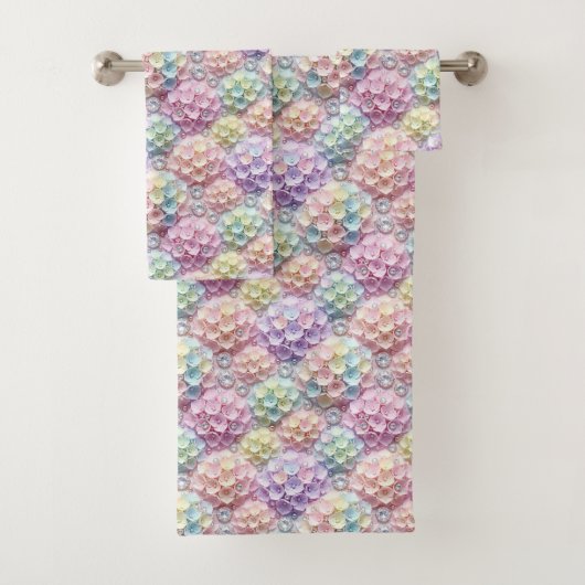 Lente Pastel Hydrangea's en Diamanten Handdoeken S (Insitu)
