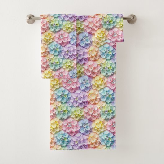 Lente Pastel Hydrangea's en Diamanten Handdoeken S (Insitu)