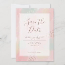 Lente Pastel Roze Moderne Kunst Bruiloft Save The Date