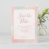 Lente Pastel Roze Moderne Kunst Bruiloft Save The Date (Staand voorkant)