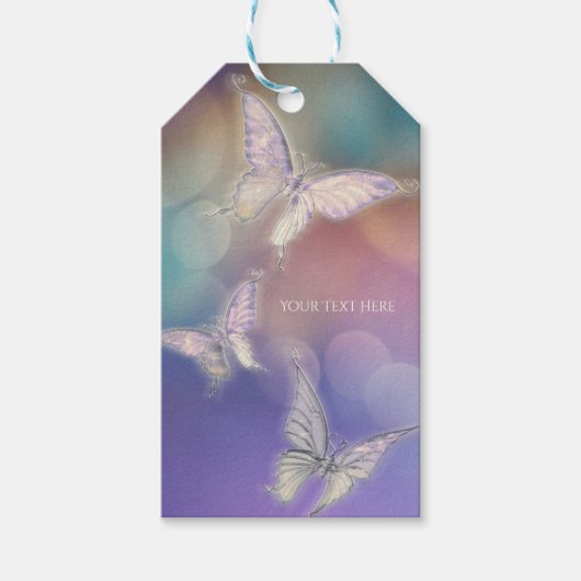 Lente Pastel Vlinders Chic Verjaardagsfeest Cadeaulabel (Voorkant)