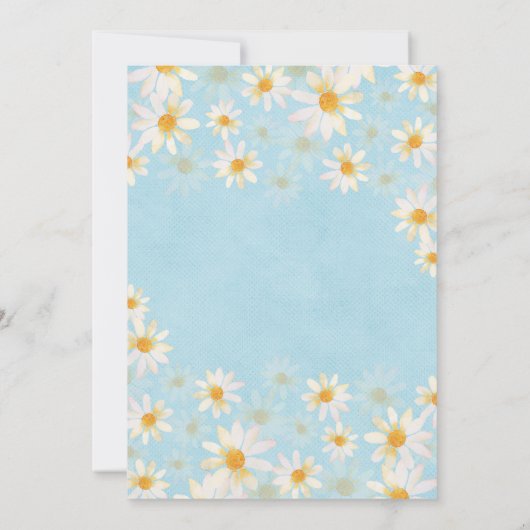 Lente Pastel Witte en Blauwe Madeliefjes Bruidsfee Kaart (Achterkant)