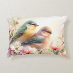Lente Pastel Zoete Liefdesvogels Bloesems Bloemen Accent Kussen