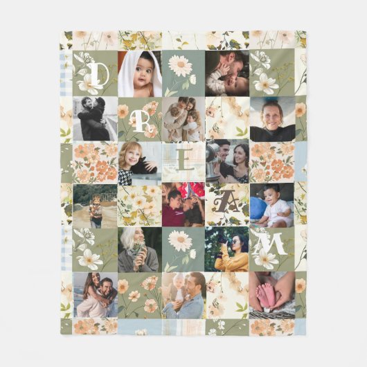 Lente Patchwork Effect Quilt Patroon Foto Fleece Deken (Voorkant)