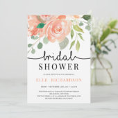 Lente perzik bloemrijke handgeschreven bruidsdouch kaart (Staand voorkant)