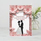 🌷 Lente Perzik Bruiloft Met Roze Goud 💍 Kaart (Staand voorkant)