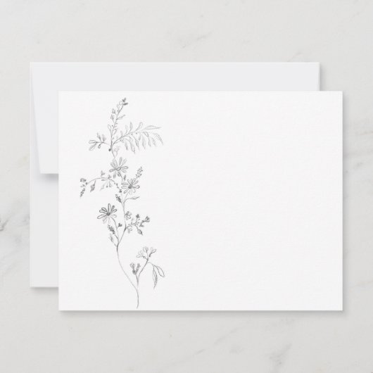 Lente perzik en blauw moderne bloemen bruiloft RSVP kaartje (Achterkant)