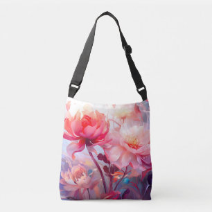 Lente Pioen Bloei Tuin Aquarel Crossbody Tas