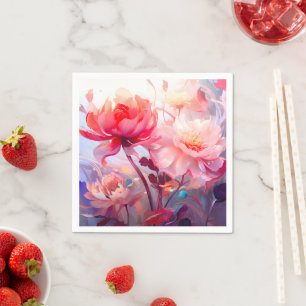 Lente Pioen Bloei Tuin Aquarel Servet