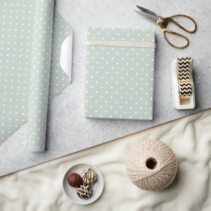 Lente Polka Stippen Klassiek Gedempte Salie Cadeaupapier