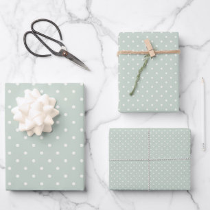 Lente Polka Stippen Klassiek Gedempte Salie Inpakpapier Vel