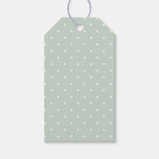 Lente Polka Stippen Micro | Gedempte Salie Cadeaulabel (Voorkant)