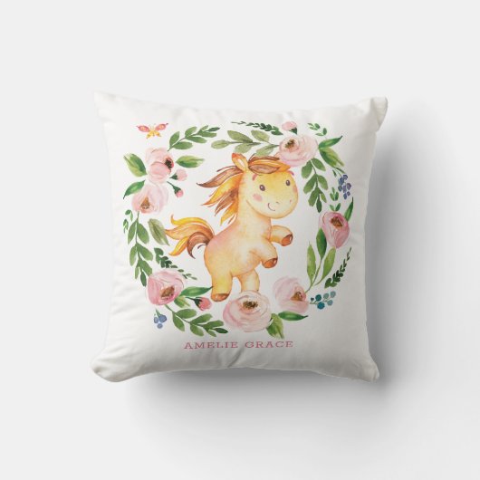  lente Pony blush bloemengroen baby meisje Kussen (Voorkant)